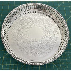 Cheshire SILVER PLATED - 10" silver plated engraved serving tray- stamped 36